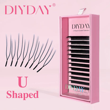DIYDAY U-Shaped YY Eyelash Extensions – Premium PBT Double Layer Ultra Soft Featherlight Faux Mink False Lashes