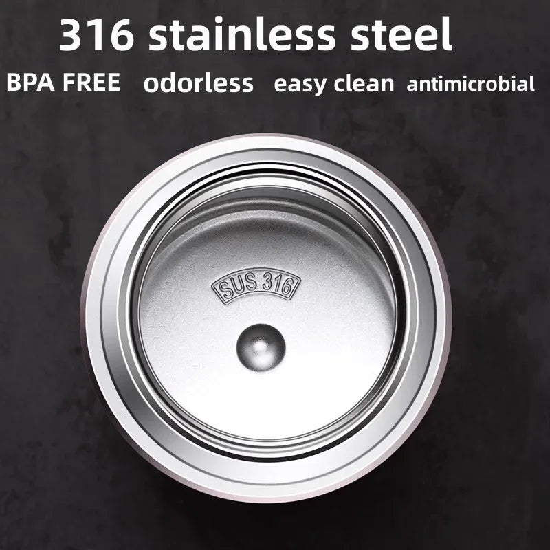 600/800/1000ml Stainless Steel Food Thermos — 316 Vacuum Insulated Lunch Jar with Spoon & Carry Bag for Kids