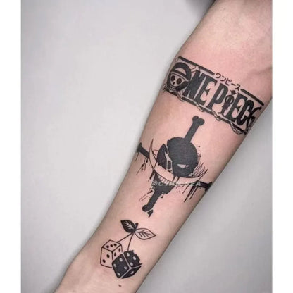 One Piece Luffy Colored Tattoo Patch - Durable Waterproof Anime Temporary Tattoo