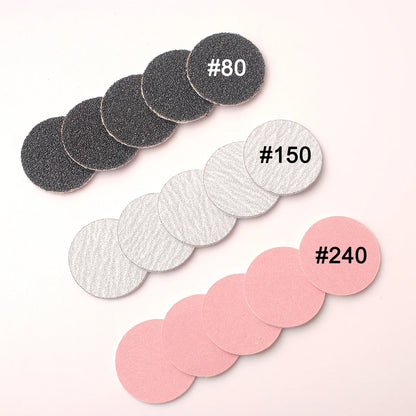 60-Piece Replaceable Sanding Paper Set – 25mm Pink Pedicure Nail Bit with Metal Disk for Foot Care