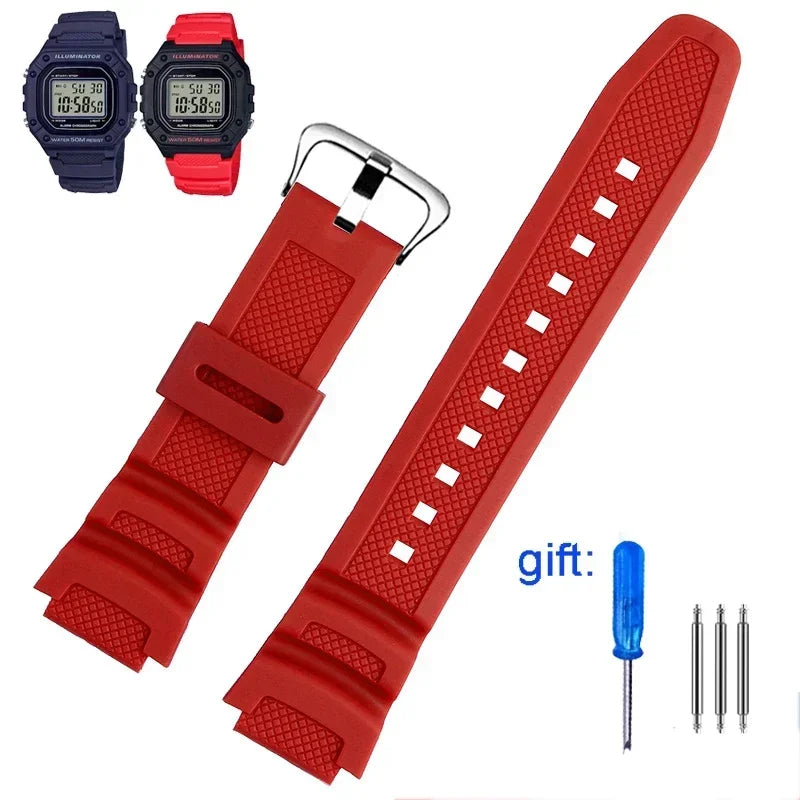 Rubber Silicone Watch Band for Casio F-108WH W-216H W-218H W-215 W-752 W-S200H SGW-400/500H - Waterproof Resin Replacement Strap