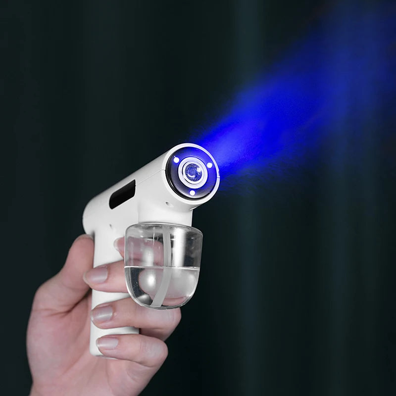Portable Handheld Electric Disinfection Spray Gun – Rechargeable Atomized Humidifier with Blue Light