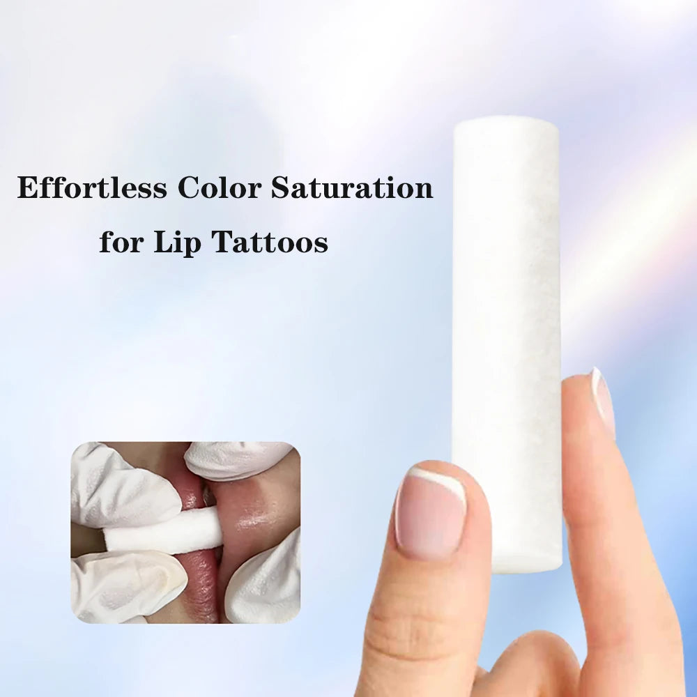 50PCS Disposable Lip Tattoo Swabs — Cotton Sticks for Semi-Permanent Makeup & Lip Coloring Accessories
