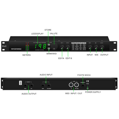 Professional Digital Reverberation DSP Processor - Multi-Effect Audio Equalizer for Enhanced Sound