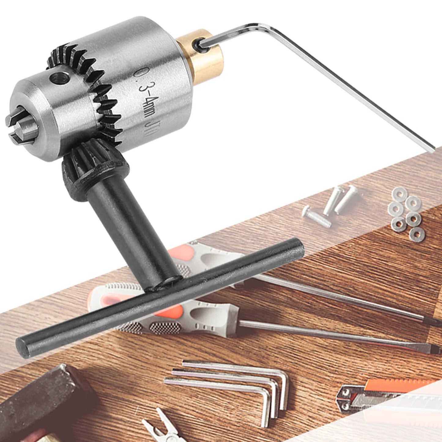 Taper Drill Chuck 0.3-4mm - JTO Mounted Chuck with Wrench & Key for Lathe and Electric Drill Tools