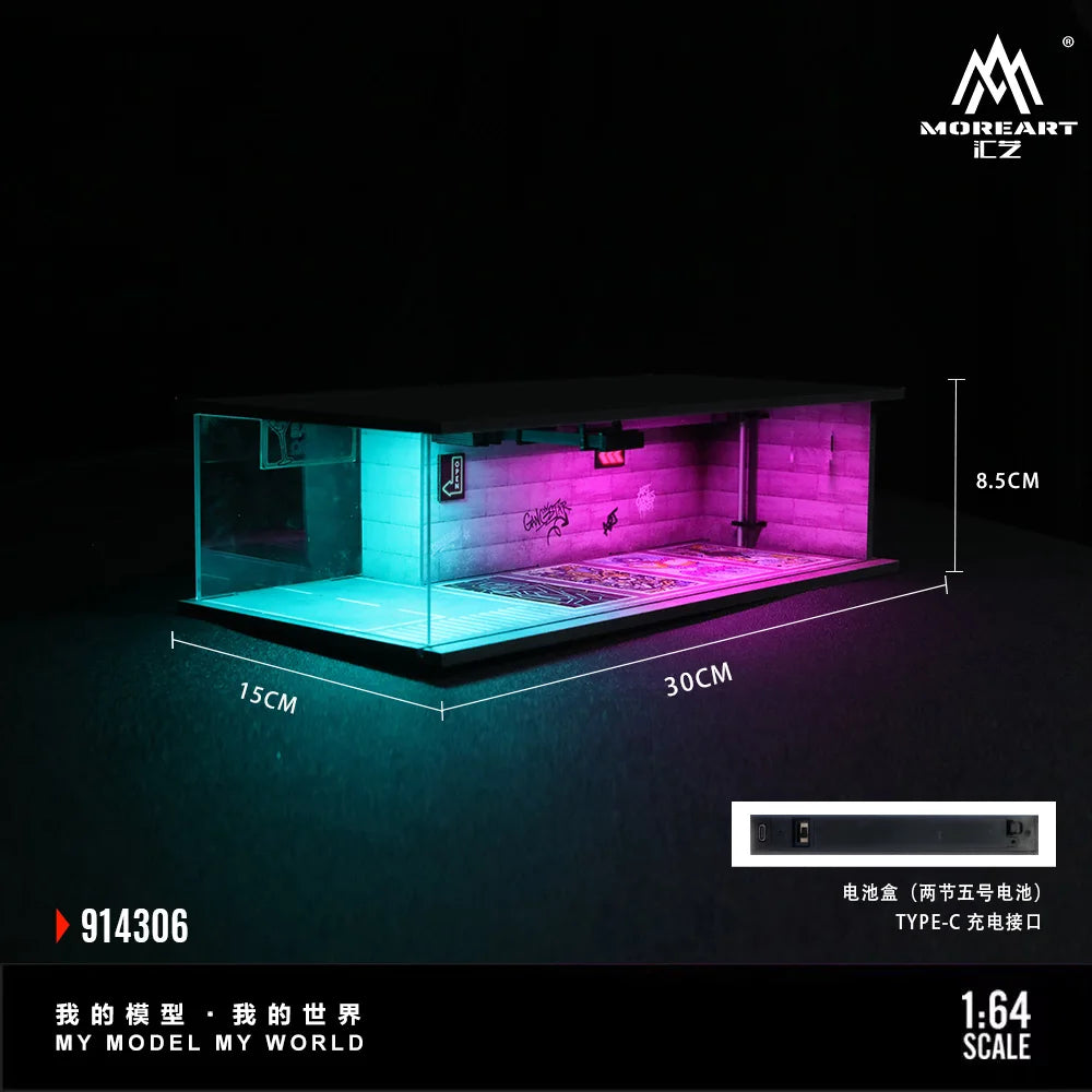 More Art 1:64 Scale Parking Lot Diorama – Light Version for Display, Collection & Gift
