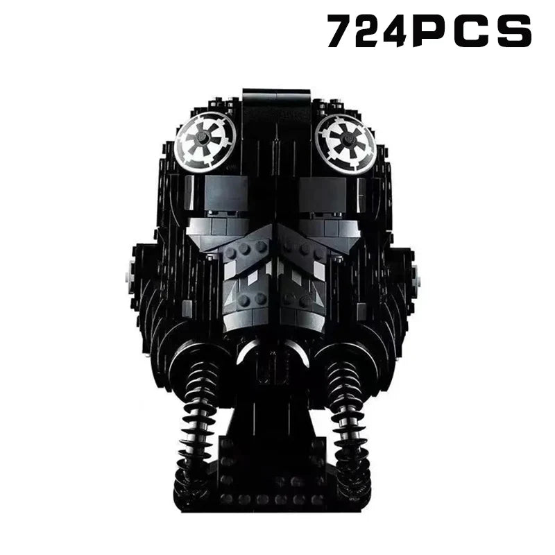 MOC Space Wars Helmet Building Blocks — Stormtrooper & Vader Fighter Model Bricks Toy, Birthday & Xmas Gift for Kids, Home Decor