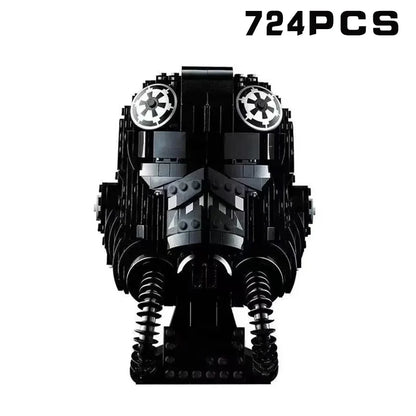 MOC Space Wars Helmet Building Blocks — Stormtrooper & Vader Fighter Model Bricks Toy, Birthday & Xmas Gift for Kids, Home Decor