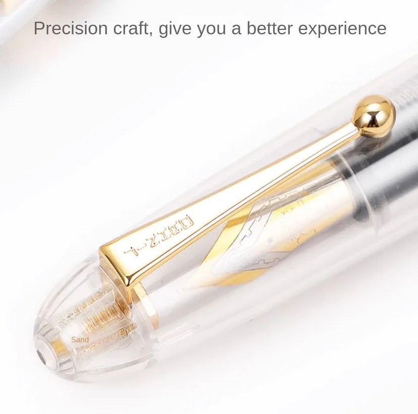 Luxury JinHao 9019 Dadao Fountain Pen – Transparent Acrylic Spin Design, 40mm Nib for Office & School Writing Supplies