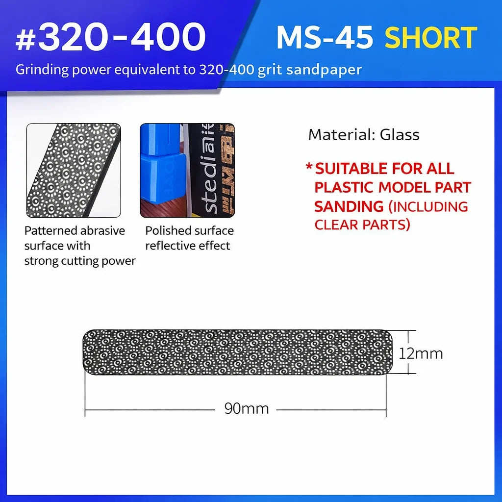Stedi MS-46 Glass File Grinding Tool – Washable Durable Model Polisher for Military Kits, Optional #320–#1000 Mesh