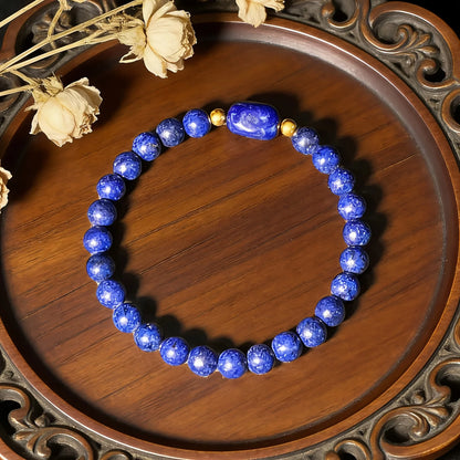 Natural Lapis Lazuli Bracelet – Genuine December Birthstone Bohemian Style Crystal Jewelry for Wealth, Success & Daily Wear Unisex Bangle