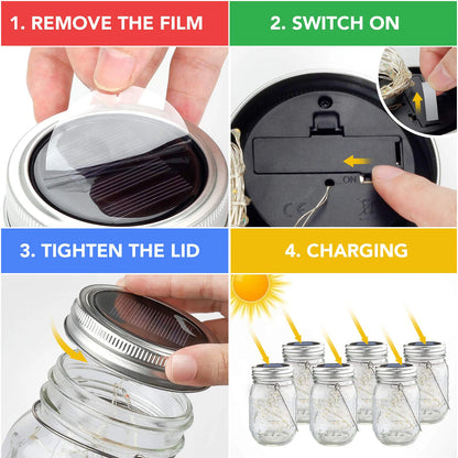 Mason Jar Solar Bottle Lights – LED String Fairy Lights, Waterproof Hanging Lantern for Garden & Wedding Decorations