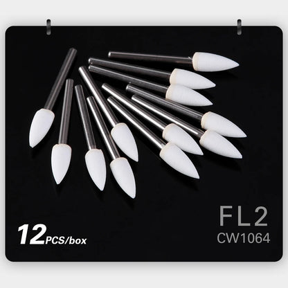 AZDENT White Stone Polishing Burs Kit – Flame, Cone & Round Shapes for Porcelain, Enamel & Composite Resin