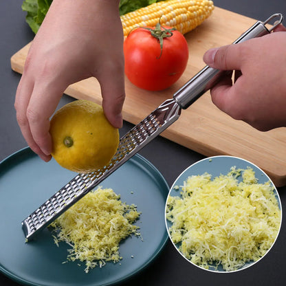 20cm Stainless Steel Kitchen Grater - Multi-Purpose Lemon Zester, Cheese Shredder & Ginger Garlic Peeler Tool