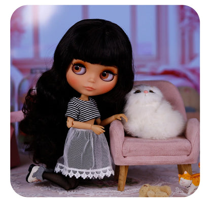 ICY DBS Blythe Doll – Tan Skin Matte Face with Eyebrows, 1/6 BJD Joint Body, Anime Christmas Gift