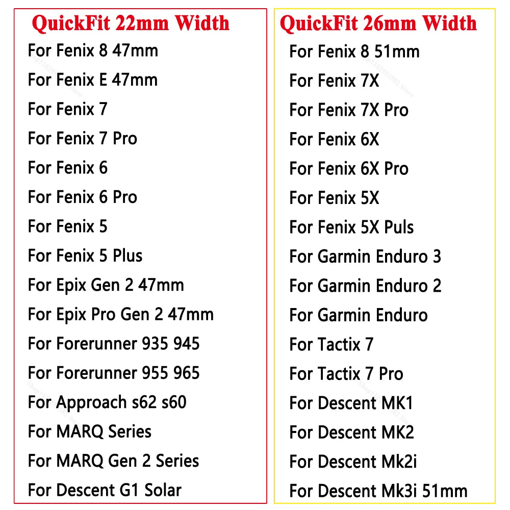 QuickFit Silicone Watch Strap 26mm 22mm for Garmin Fenix 7X 7 Pro 6X 6 5X 5 Plus 8 – Durable Replacement Sport Watchband