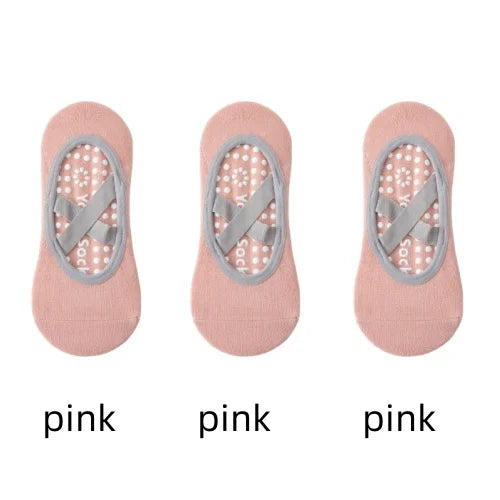 Women’s Anti-Slip Yoga Socks 1–3 Pairs – Silicone Grip Ballet Pilates Backless Breathable Sport Socks for Fitness & Dance