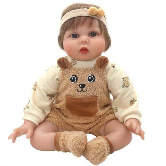 Brown Bear Suspender Pants Suit for 22-inch (55cm) NPK Silicone Dolls – Doll Clothes Outfit