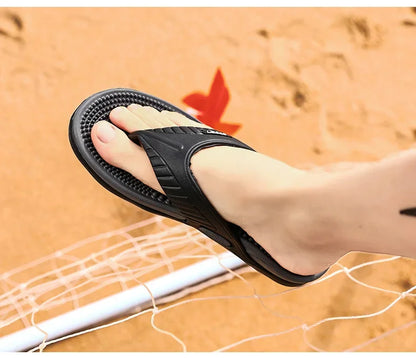 Men's Massage Flip Flops – Breathable Summer Beach Sandals, Luxury Comfort Slippers, Plus Size 46