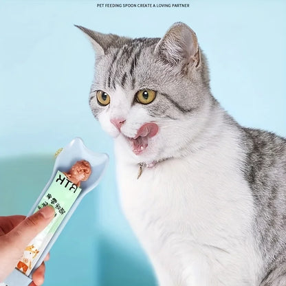 Cat Treat Squeeze Spoon - Lickable Wet Food Feeder Tool for Cats & Pet Feeding Supplies