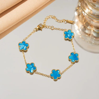 Adjustable Stainless Steel Flower Bracelet - Classic Luxury Women's Fashion Jewelry Gift