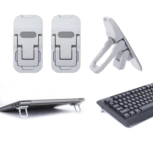 2PCS Mini Foldable Laptop Stand – Portable Adjustable Angle Self-Adhesive Invisible Notebook Riser for Laptop & Keyboard Support