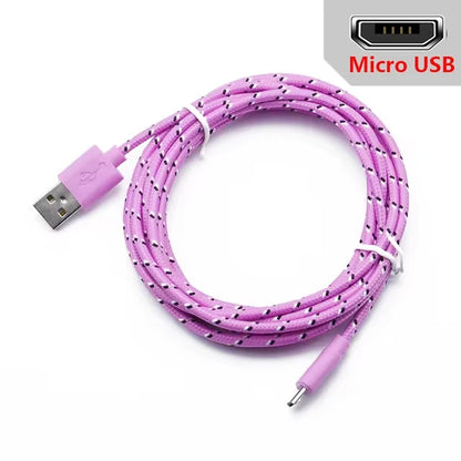 2.4A Micro USB Cable – Nylon Braided 0.5m/1m/2m/3m for Data Sync & Charging, Compatible with Samsung, Huawei, Xiaomi, Android