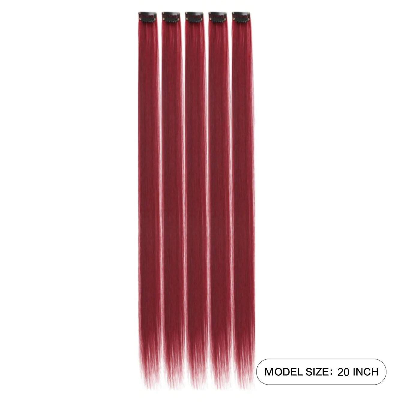 5PCS Long Straight Clip-In Hair Extensions - Synthetic Hairpieces for Women, Cosplay & Parties