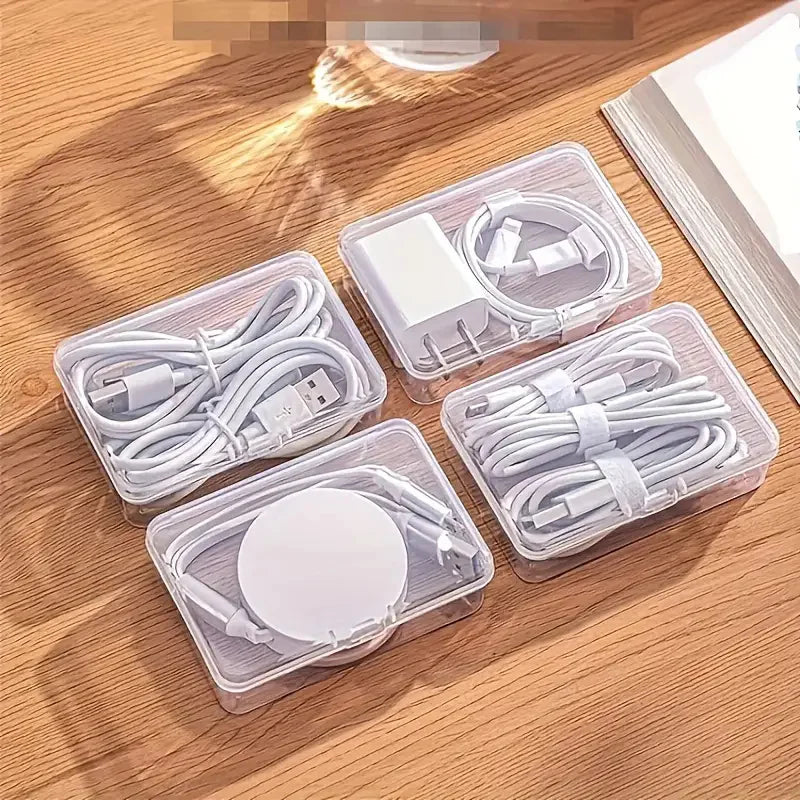 Cable Organizer Storage Box Set – Durable Plastic Cord, Charger & Device Management Organizer for Office & Home Use