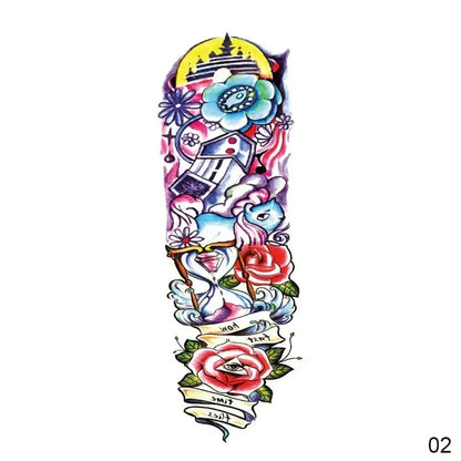 16 Designs Full Arm Temporary Tattoo Sleeves - Waterproof Body Art Stickers for Men & Women Fashion Style
