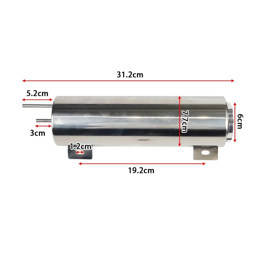 Universal Stainless Steel Coolant Overflow Tank - Polished Radiator Expansion Reservoir for Cars
