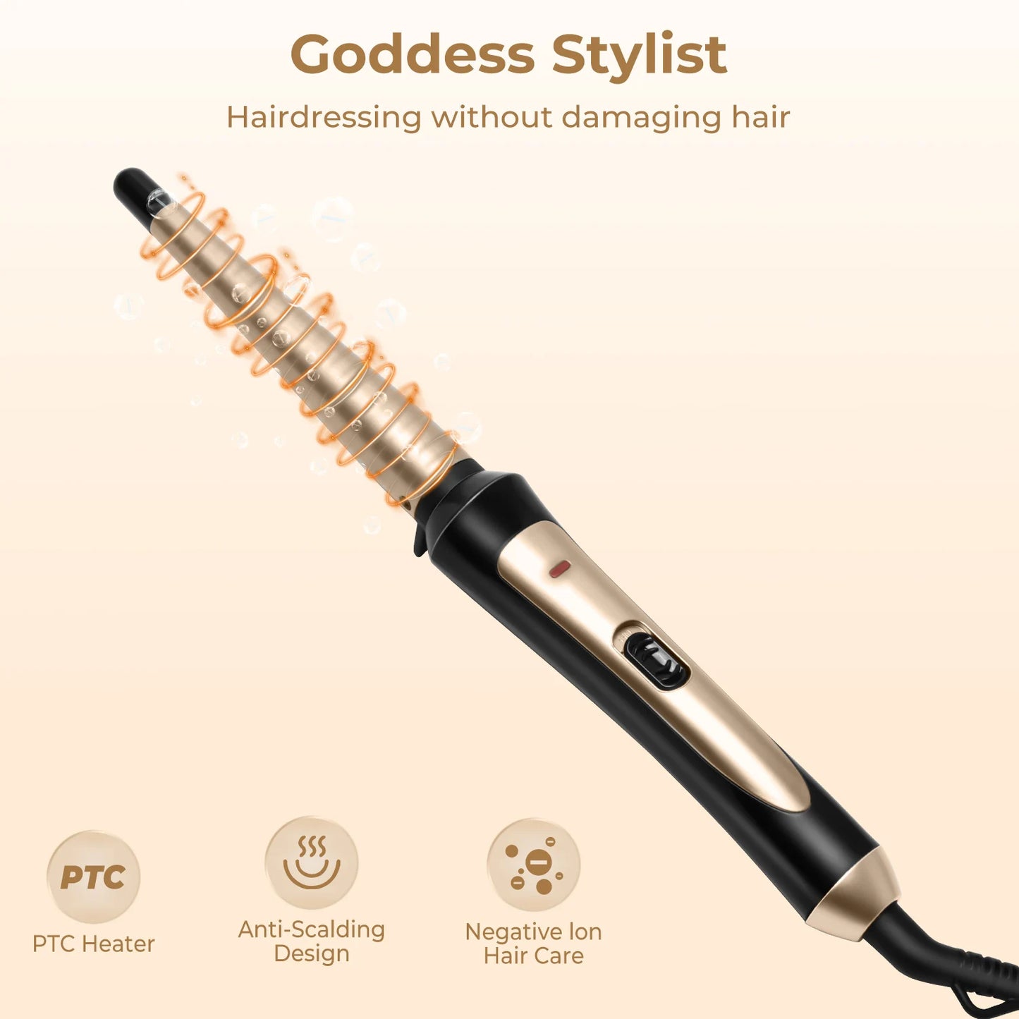 3/4 Inch Hair Curling Wand – Professional Ceramic Tapered Curling Iron for Fast Heating & All Hair Types