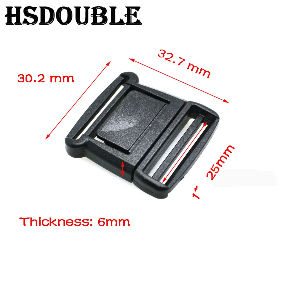 10pcs Black Plastic Center Release Buckle Set – Durable Outdoor Bag & Luggage Fastener Accessories for Travel & Student Bags