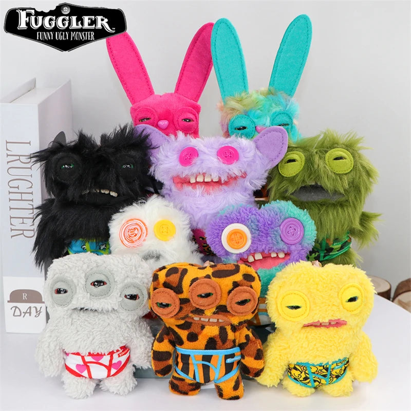 12cm FUGGLER Plush Keychain – Funny Ugly Teeth Monster & Wide-Eyed Rabbit Pendant Toy Gift