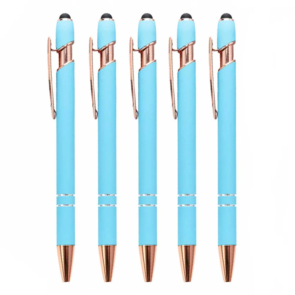 2-in-1 Metal Stylus Ballpoint Pen — 1.0mm Black Ink Pen for Smartphone and Tablet, Set of 5–10 Pieces