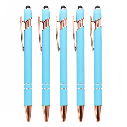 2-in-1 Metal Stylus Ballpoint Pen — 1.0mm Black Ink Pen for Smartphone and Tablet, Set of 5–10 Pieces