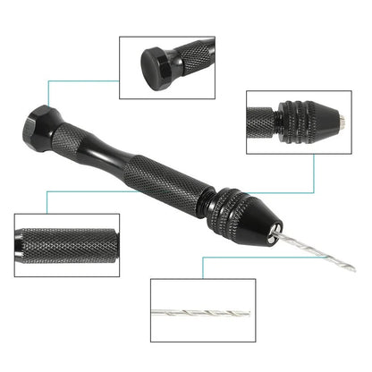 Mini Aluminum Hand Drill with Keyless Chuck – HSS Steel Twist Drill Bit for Woodworking & Manual Drilling
