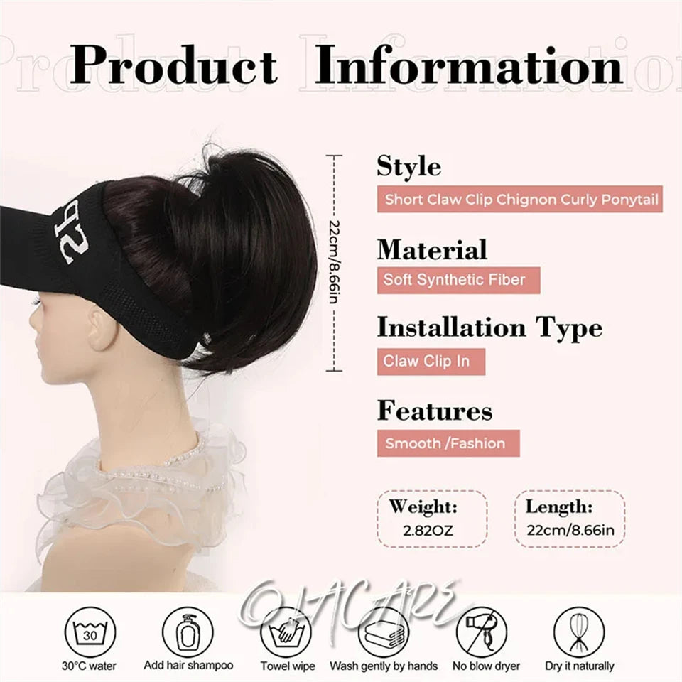 Messy Bun Hair Piece – Claw Clip-in Short Straight Ponytail Extension, Tousled Updo Bun for Women & Girls