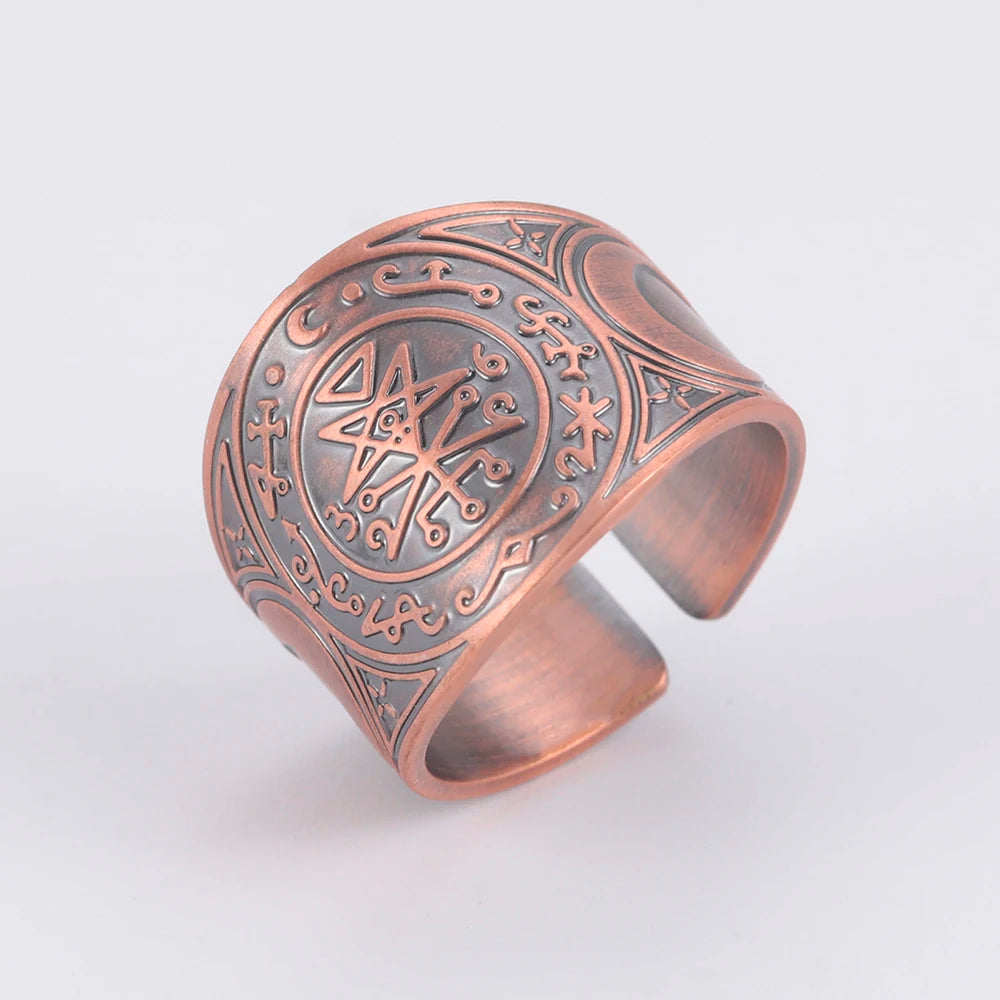 Dawapara 7 Archangels Protection Ring – Metatron Cube, Lilith Symbol, King Solomon Secrets Vintage Amulet Jewelry