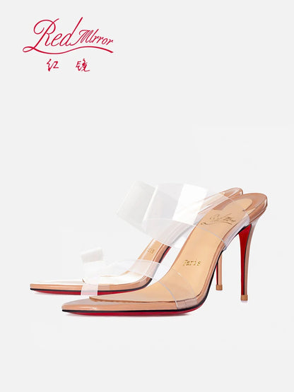 Red Sole Transparent High Heels — Summer PVC Open-Toe Handmade Women’s Sandals