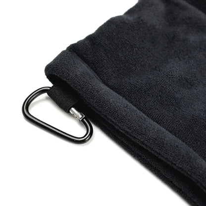 Square Microfiber Golf Ball Cleaning Towel – Water Absorbent Cloth with Carabiner Hook for Clubs and Balls