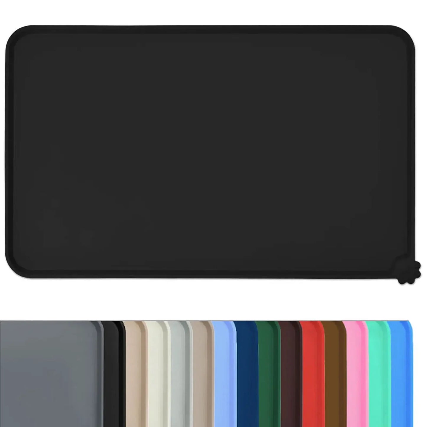 Waterproof Silicone Pet Food Mat – Non-Slip High-Lipped Feeding Bowl Mat for Cats & Dogs, Non-Stick Floor Protector Pad