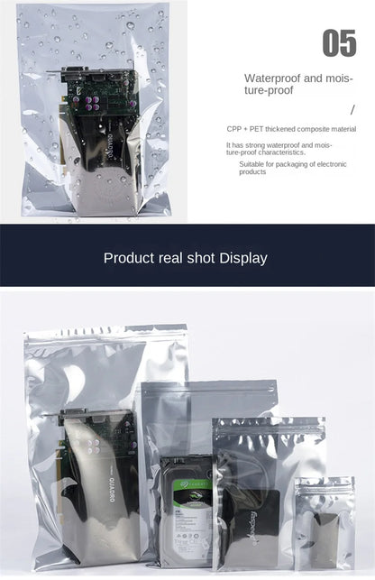 Transparent Anti-Static Shielding Bags – ESD Self-Sealing Pouches for Storage of Small Electronics & USB Accessories