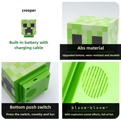 MC Game LED Creeper Night Lamp – Creative Block Button Light for Bedroom, Desk, and Bedside Decoration