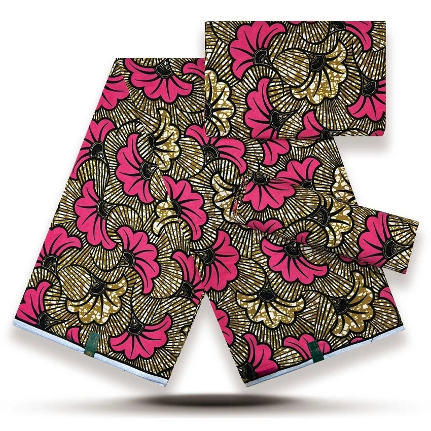 African Wax Print Fabric - 100% Cotton Nigerian Ankara Batik Material for Women’s Dresses