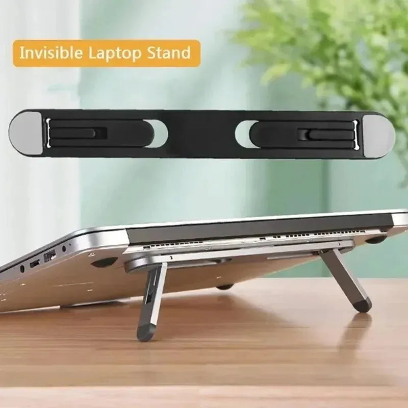 Foldable Laptop Stand - Adjustable Portable Notebook Holder with Cooling Riser Support for Computer Desk Setup