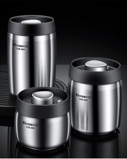 Vacuum Sealed Coffee Bean Storage Tank – 304 Stainless Steel Moisture-Proof Food Jar for Home