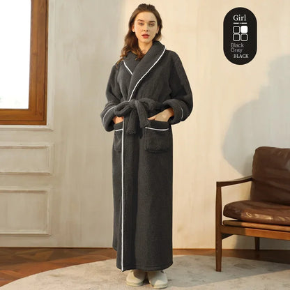 2025 Autumn Winter Cotton Robe – Thick Comfortable Large-Size Bathrobe for Men & Women, Luxury Couple Pajamas