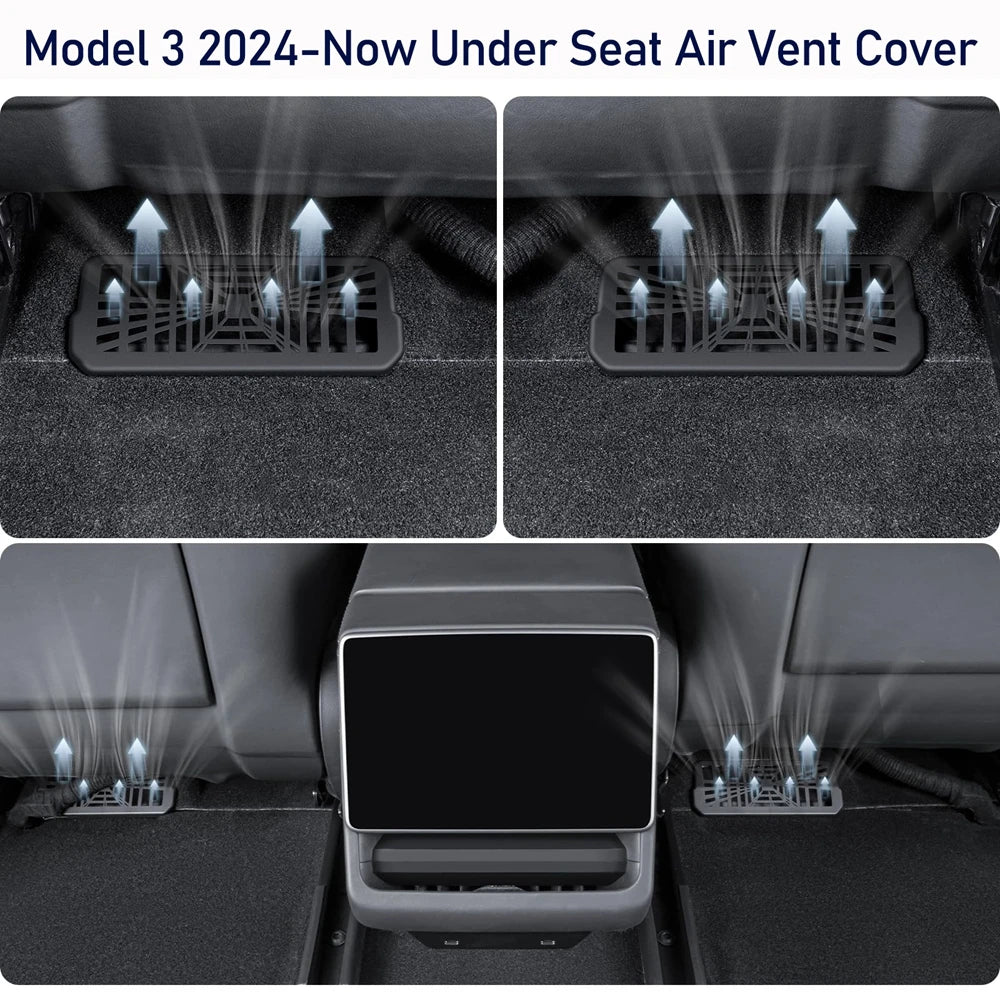 Tesla Model 3 and Model Y Juniper Under-Seat Vent Cover – Rear Air Conditioning Outlet Protector Grill (2025–2026)