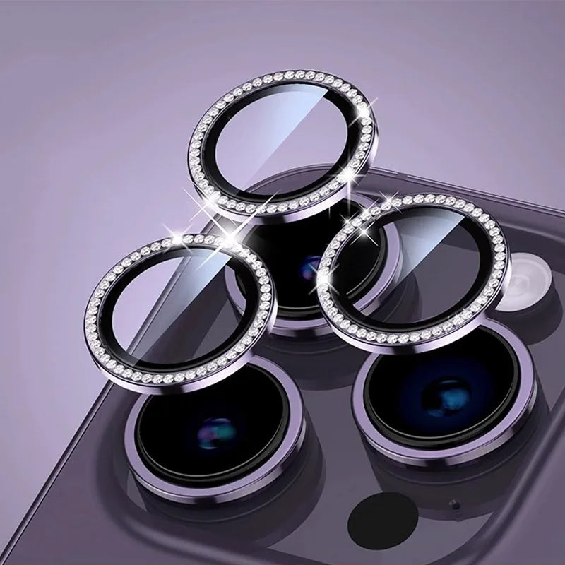 Bling Glitter Diamond Camera Lens Protector Case for iPhone 17/16/15/14/13/12/11 Pro Max Plus – Screen Protector Film Included